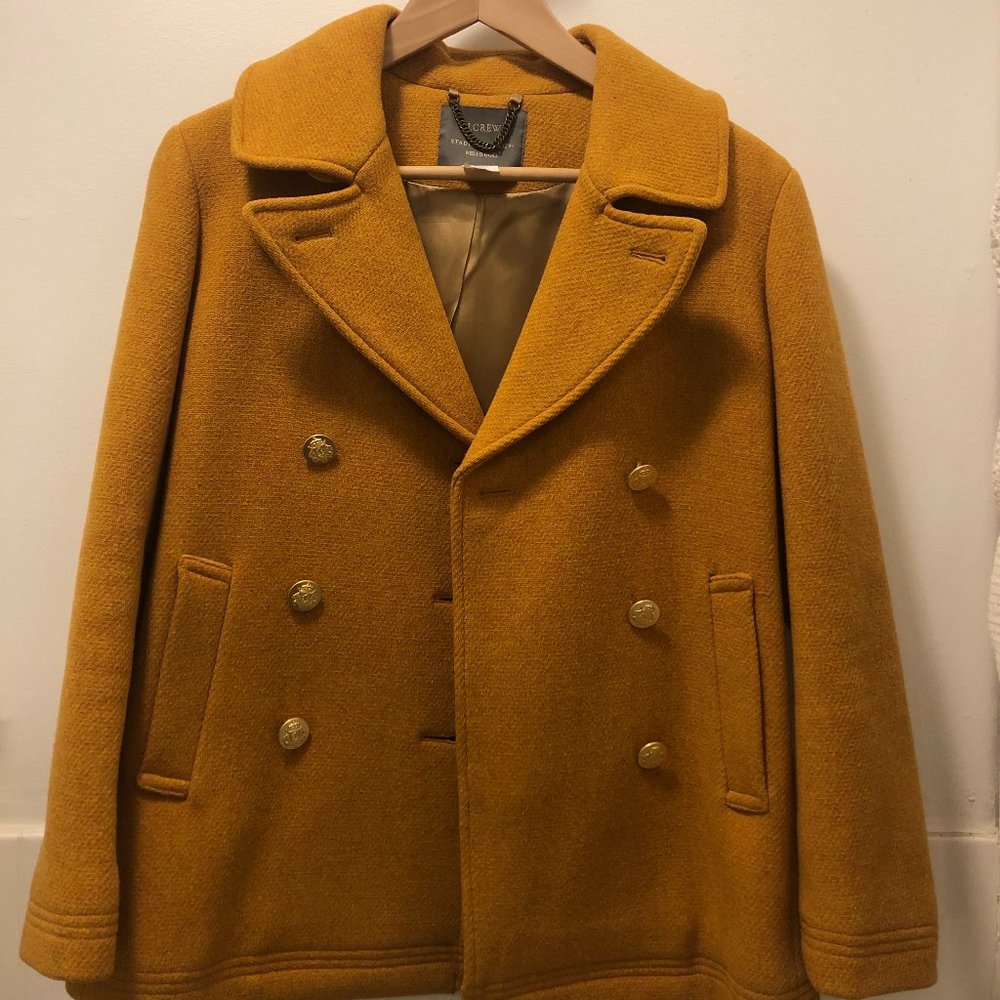 JCrew Stadium Cloth Peacoat, Gold, Petite 2